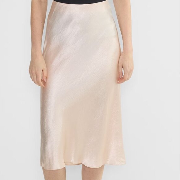 Babaton | Aritzia High-Rise Satin Midi Slip Skirt Cream Butter Yellow | Size 4 - Picture 1 of 9